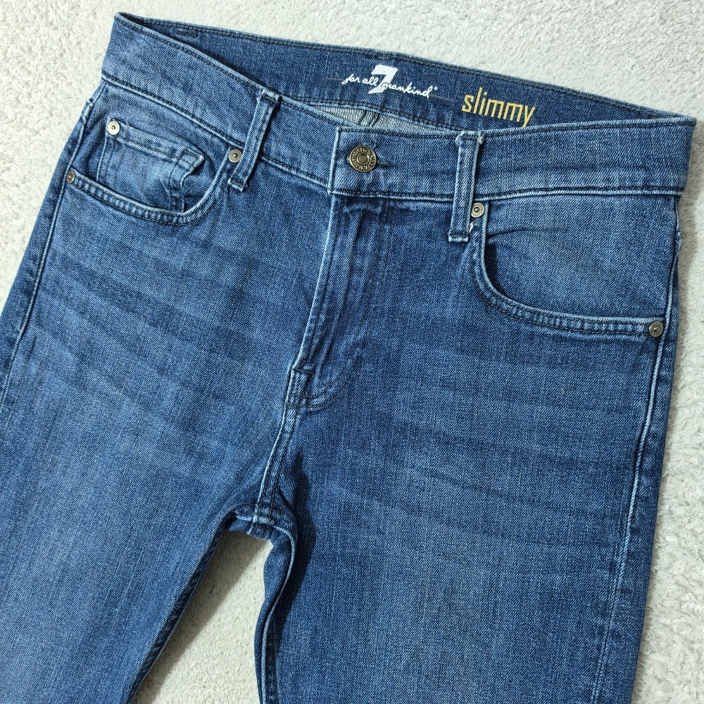 7 For All Mankind Slimmy Jeans Mens 30/32 Blue Stretch Slim Straight Denim